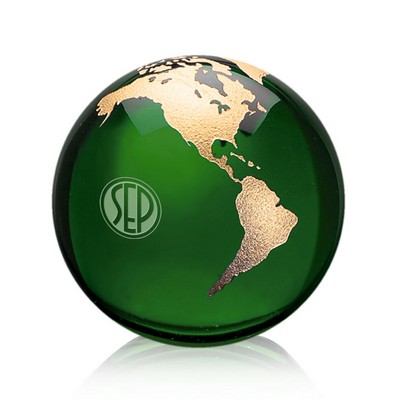 Globe Paperweight - 3" Green/Gold