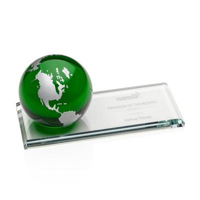 Fairfield Globe Award - Starfire/Green/Silver 3" Diam