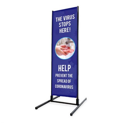 XL-85 Outdoor Sidewalk Sign - Virus Stop Here - Vinyl Banner, Double Sided