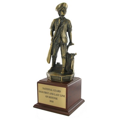 16" Electroplated Antique Brass Minuteman Trophy