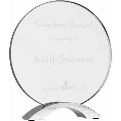 8 1/2" Round Cosmic Acrylic Award with Silver Base