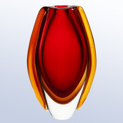 Red Lava Vase, 4-5/8"x8-5/8"H