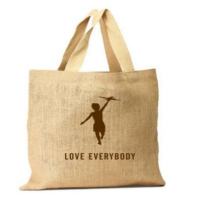 Jute Shopping Bag w/Cotton Webbed Shoulder Length Handle