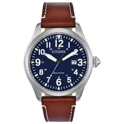 Citizen Men's Eco-Drive Brown Leather Watch