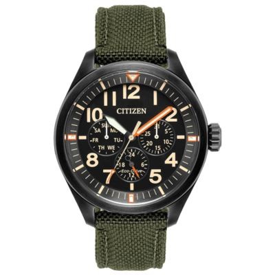 Citizen Men's Chandler Eco-Drive Green Cordura® Strap Watch w/Black Dial