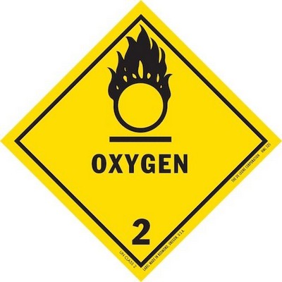 Oxygen Class 2 HazMat Paper Labels - 4" x 4"