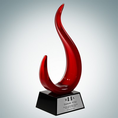 Art Glass The Red Jay Award w/Silver Plate