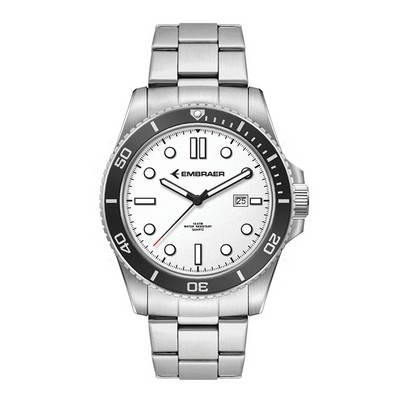 Wc5258 42.5mm Steel Silver Case, 3 Hand Mvmt, White Dial, Dte Display, Bk Rotating Bezel, Silver Bra