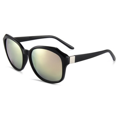 Sunglasses - Pink Mirror Lenses - Black Frames