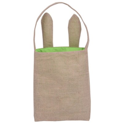 Burlap Easter Tote Bag with Rabbit Ears