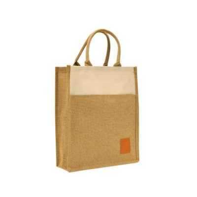 Jute Tote Bag with A Front Pocket