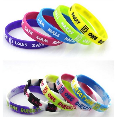 Debossed Color Filled Silicone Bracelet