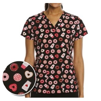 Prints V-Neck Print Scrub Top