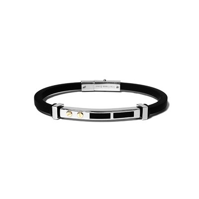 CJ Steelx "The Vincenzo" Stainless Steel and Rubber Bracelet - Black