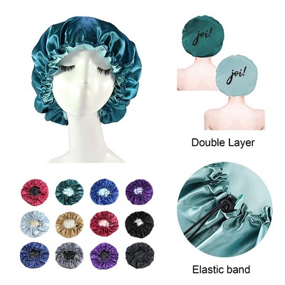 Double Layer Satin Silk Sleeping Hair Cap