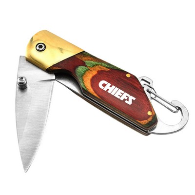 Stainless Steel Folding Pocket Knife with Key Chain