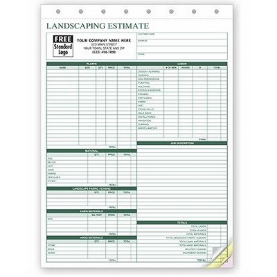 Landscaping Estimate Form (3 Part)