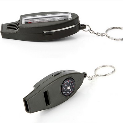 4 In 1 Survival Whistle With Compass Magnifying Glass Thermometer