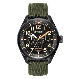 Citizen® Men's Chandler Eco-Drive® Watch w/Green Cordura® Strap & Black Dial