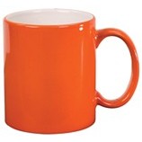 11 Oz. Orange/White Ceramic Round LazerMug