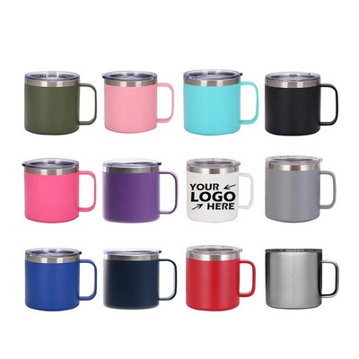 14 Oz. Glamping Double-Wall Stainless Mug w/Clear Acrylic Slider lid