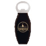 Black/Gold Leatherette Bottle Opener w/Magnet