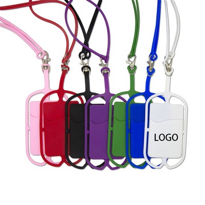 Silicone Mobile Phone Wallet Lanyard Card Holder