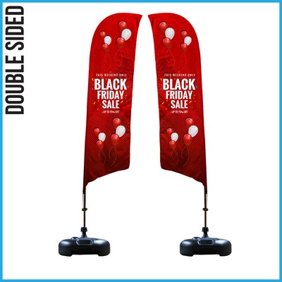 Shark Flag 10' Premium Double-Sided With Water Base & Carry Bag (Medium) - Made in the USA