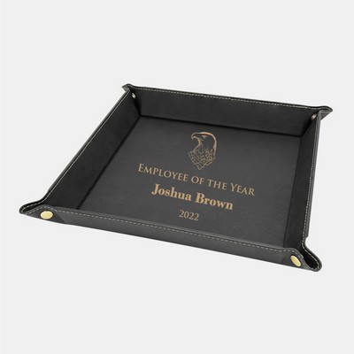 Black/Gold Leatherette Snap Up Tray w/Gold Snaps