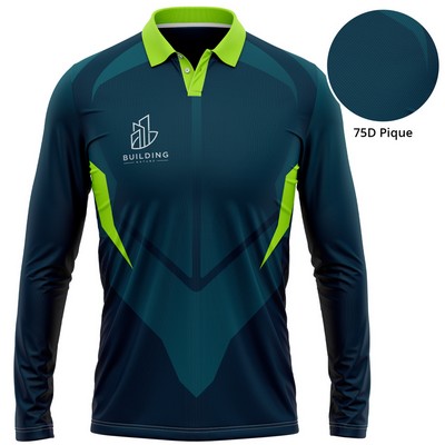 Unisex 75D Pique Sublimation Long Sleeve Polo