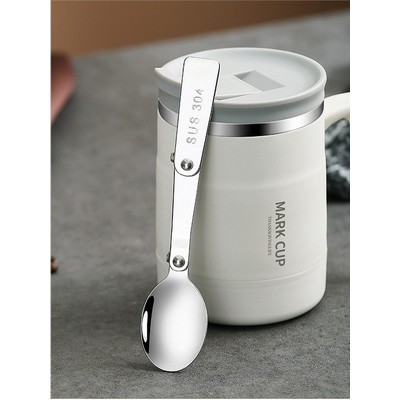 17Oz Double Wall Stainless Steel Vacuum Tumbler With Lid And Flodable Spoon