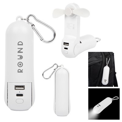 Rechargeable Power Bank With Fan & Flashlight