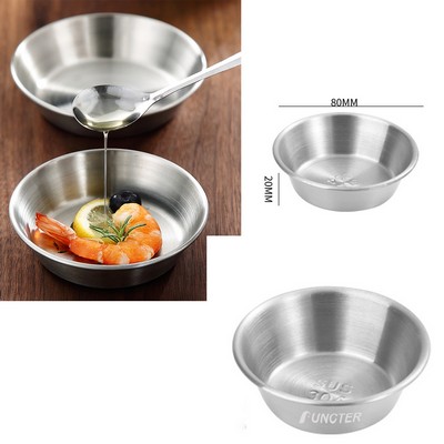 Silver Round 304 Stainless Steel Sauce Dishes Seasoning Dip Bowls Sauce Seasoning Plate 3.15"