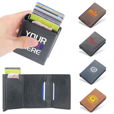 PU Leather Auto Pop-Up RFID Credit Card Case