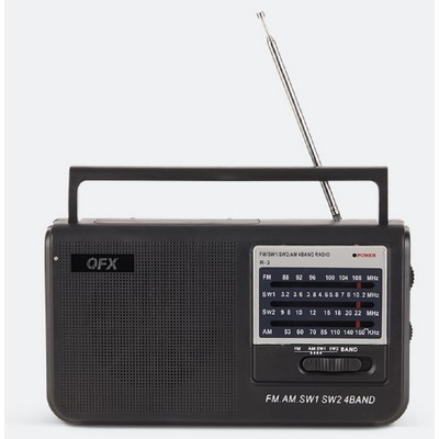 Qfx Portable 4-Band AM/FM/Sw1/Sw2 Radio With Headphone Output