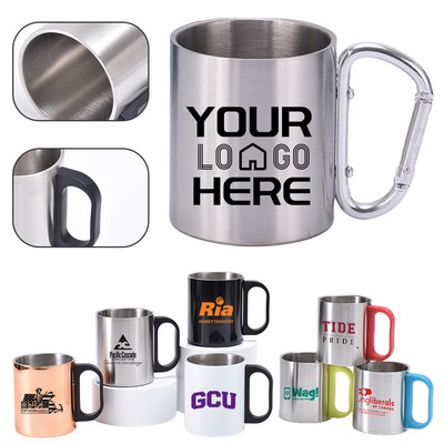 7.5oz Double-walled Camping Mug With Screw Carabiner Handle