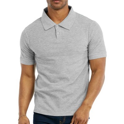 Men's Slim Polo Uniform Shirts - Large, Heather Gray, Large (Case of 2