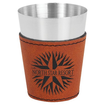 2 oz. Rawhide Laserable Leatherette & Stainless Steel Shot Glass