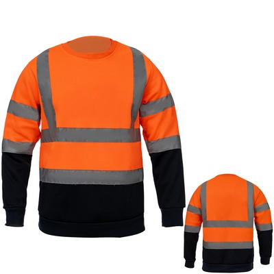 Hi Viz Class 3 Color Block 2" Double Band Reflective Tape Safety Sweatshirt