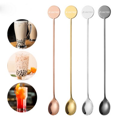 8.27" Long Round Top 304 Stainless Steel Bar Spoon Cocktail Mixing Spoon