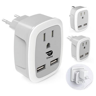 International Power Plug with 2 USB, Type C Outlet