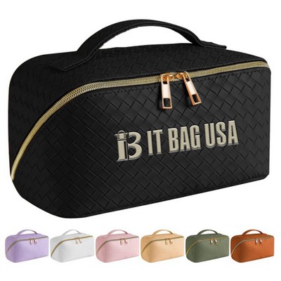 Leather Portable Waterproof Women Travel Makeup Bag