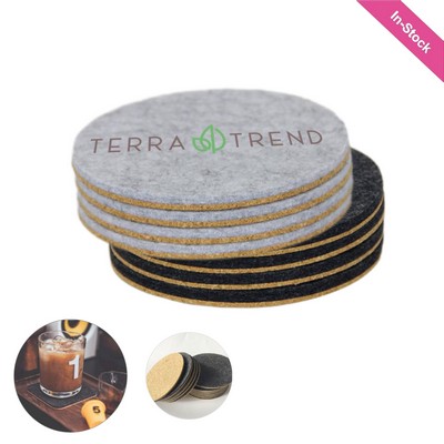 4" Felt & Cork Double Sided Coaster 1/5" Thick