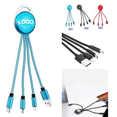 3 in 1 Keychain Charging Cable With LED Light