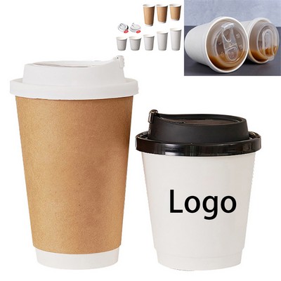 Double-Wall 16oz Disposable Coffee Cups with Lids