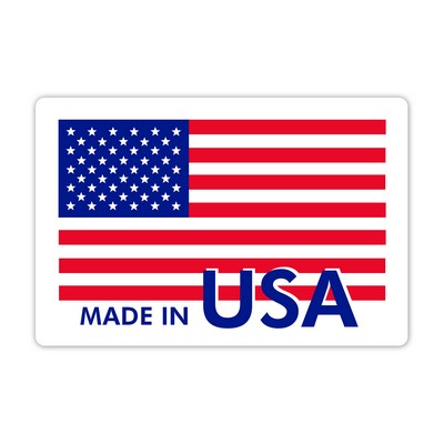 Stock Sticker Rectangle preprinted with "Made in USA" (2" x 3")