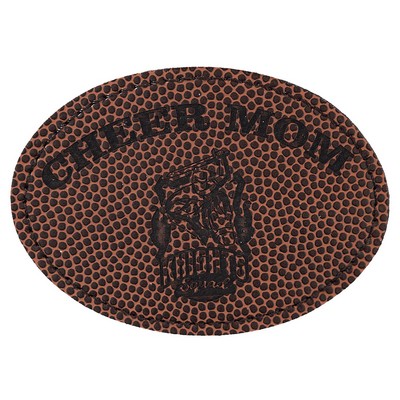 Oval Engraved Football Patch with Adhesive, Faux Leather, 3 1/2" x 2 1/2"