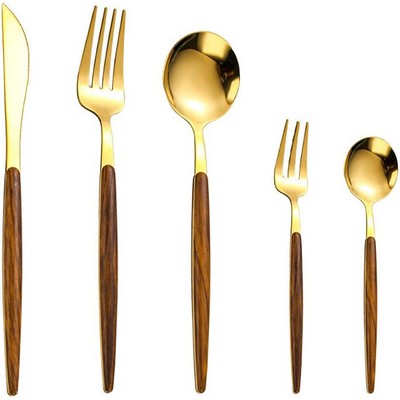 Wooden Silverware Set Cutlery Set Delicate Flatware Sets Restaurant Tableware Utensils Set