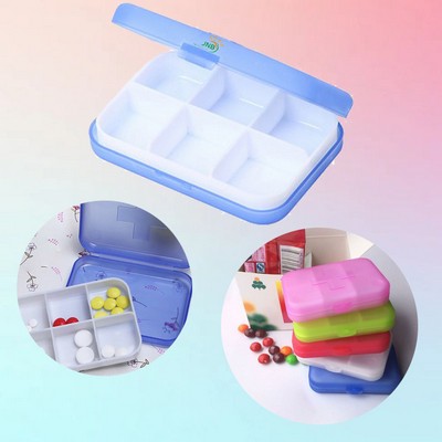 Travel-Friendly 6-Compartment Pill Box with Medication Organizer