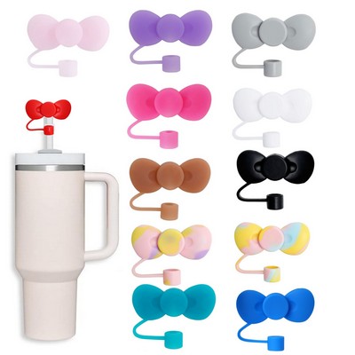 Cute Bow Shaped Silicone Straw Topper